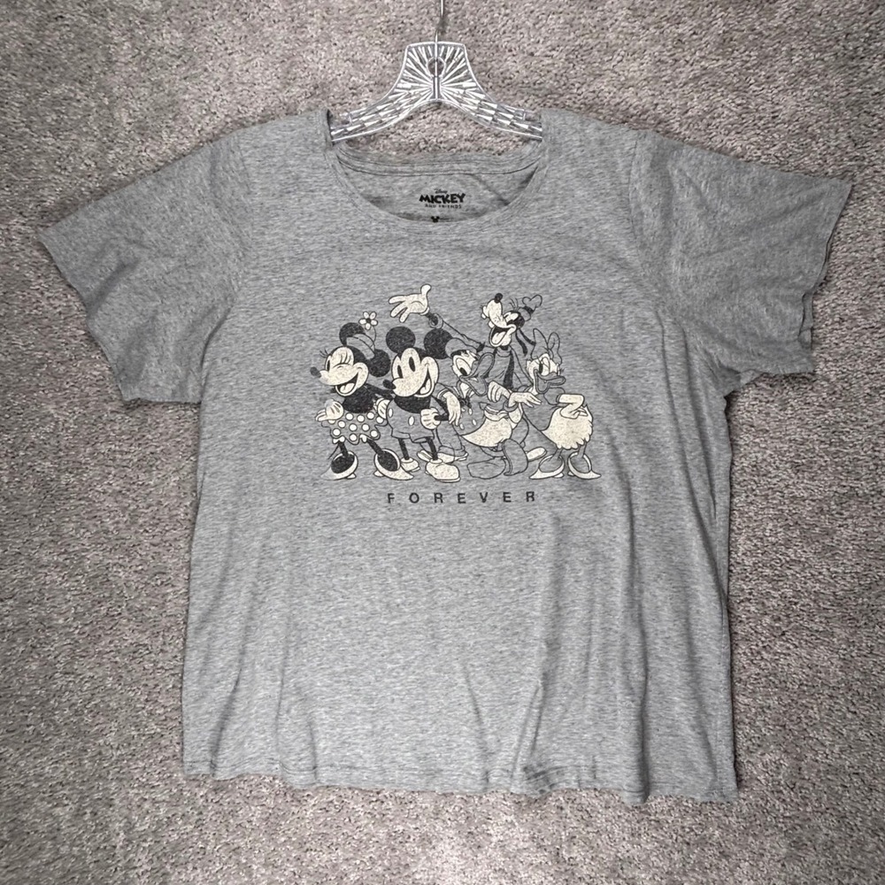 Disney Mickey And Friends Forever Gray Graphic T-Shirt‎ Womens 1X (Read)